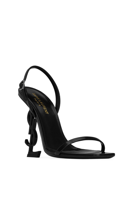 OPYUM slingback sandals in glazed leather:Black:38.5